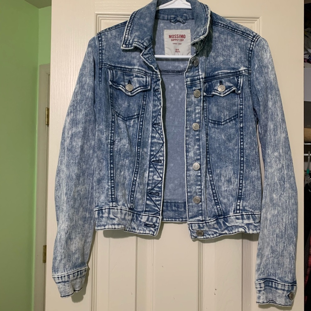 Faded bleached blue jean jacket